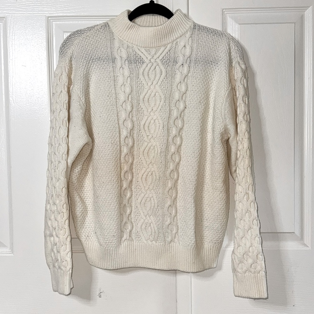 NWOT UO Urban Outfitters Cream Oversized Cable Knit Crewneck Sweater